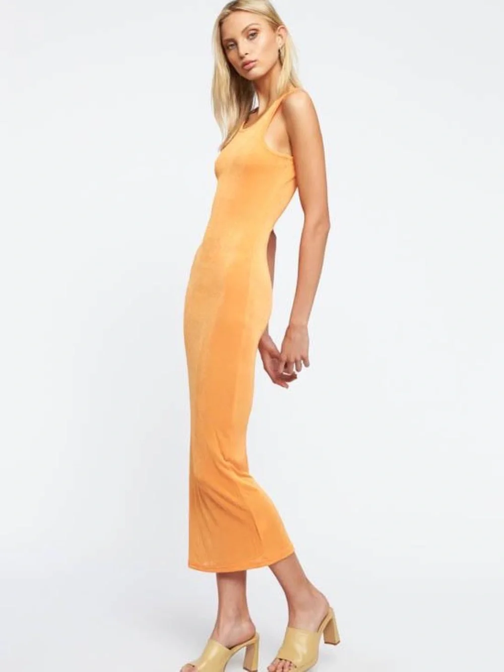 LIONESS ORANGE MIDI DRESS - Picture 3 of 7